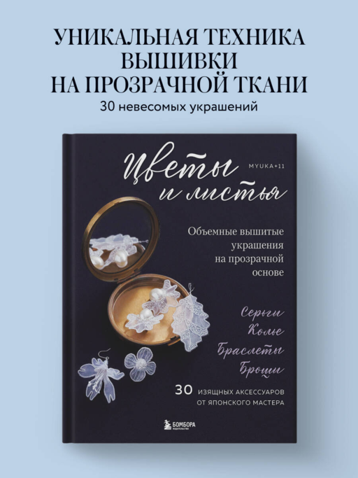 Цветы и листья. Объемные вышитые украшения на прозрачной основе