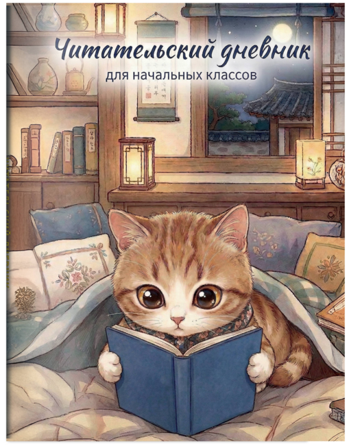 Читательский дневник для начальных классов. Котик (32 л., цветной блок)
