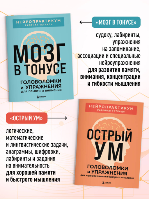 2 книги для активного мозга: упражнения для памяти и внимания (ИК)