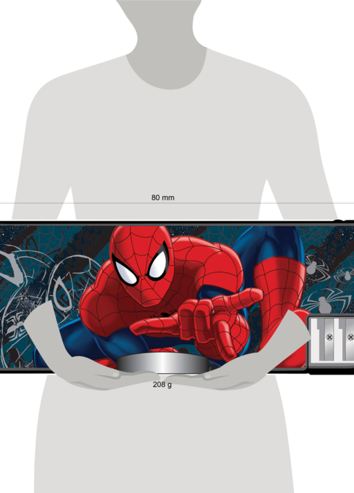 Пенал жесткий с точилками (пластик, PVC). Размер 8 х 23 х 2,5 см Упак. 6/48 шт. Spider-man Classic