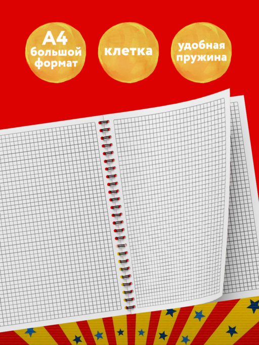 Блокнот в клетку. Цирк (А4, 48 л., на пружине)