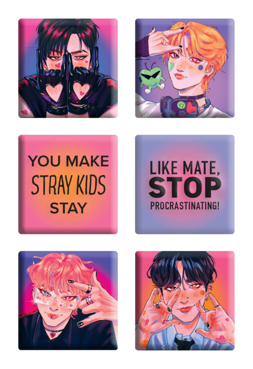 Stray Kids. Набор 3D стикеров (6 шт., оранжевый)