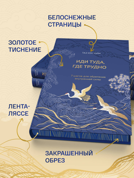 Иди туда, где трудно. 7 шагов для обретения внутренней силы (подарочное оформление: цветной обрез, цветной блок, тиснение фольгой на обложке, лента ляссе)